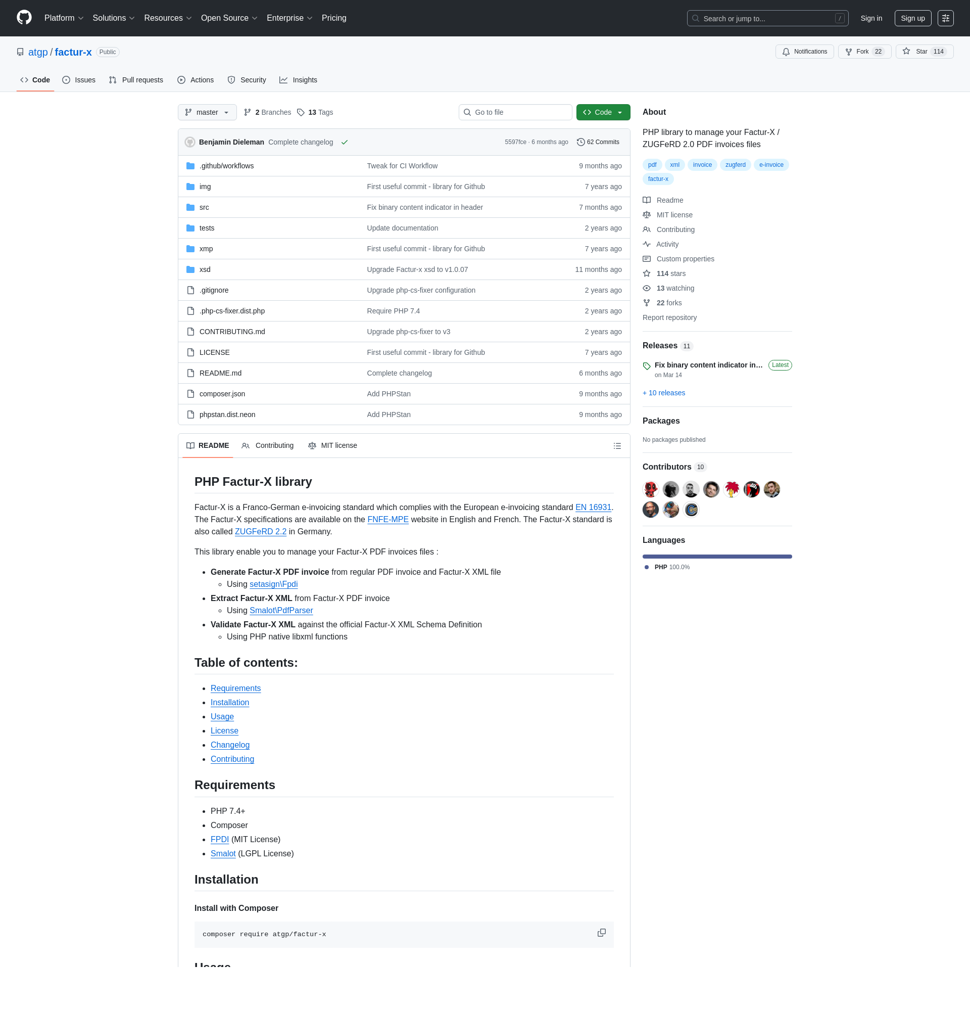 Bibliothèque PHP Factur-X
